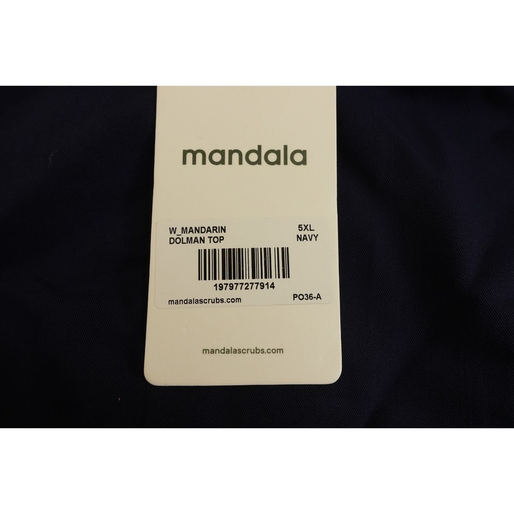 Mandala Womens Size 5XL Navy Blue Mandarin Short Dolman Sleeve Scrub Top NWT - Picture 3 of 11